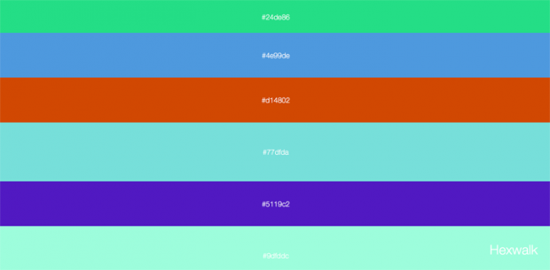 10秒毎に新しい配色を提案してくれるサイト「Hexwalk」！