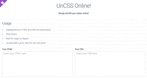 使用していない不要なCSSを削除してくれるサイト「UnCSS Online!」